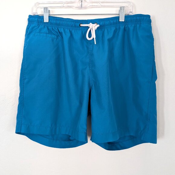 TRUNKS Swim Trunks Mens M Blue Mesh Liner Drawstring‎ Casual Logo Pockets - Picture 1 of 12